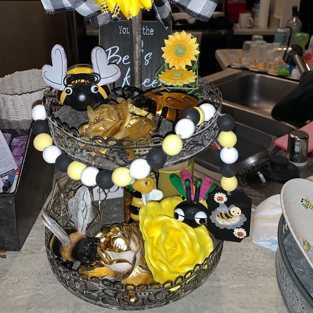 Handmade beaded bee garland